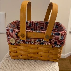 Vintage Longaberger Basket Family Signatures Red Blue Fabric Liner Protector